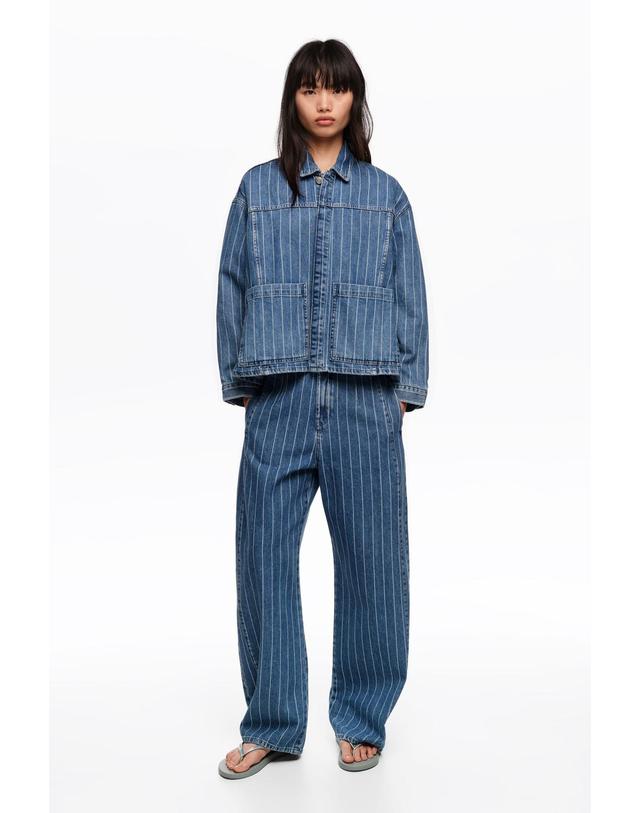빔바이롤라 빔바이롤라 스트라이프 배럴핏 데님 청바지 261BR6121.10403 DENIM BLUE 블루 착용컷