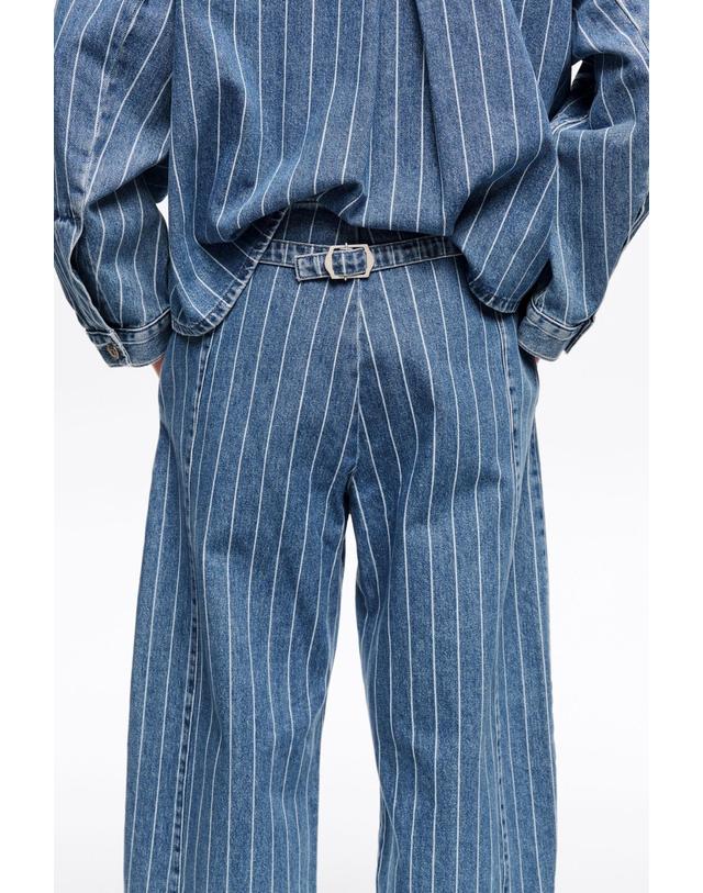 빔바이롤라 빔바이롤라 스트라이프 배럴핏 데님 청바지 261BR6121.10403 DENIM BLUE 블루 착용컷