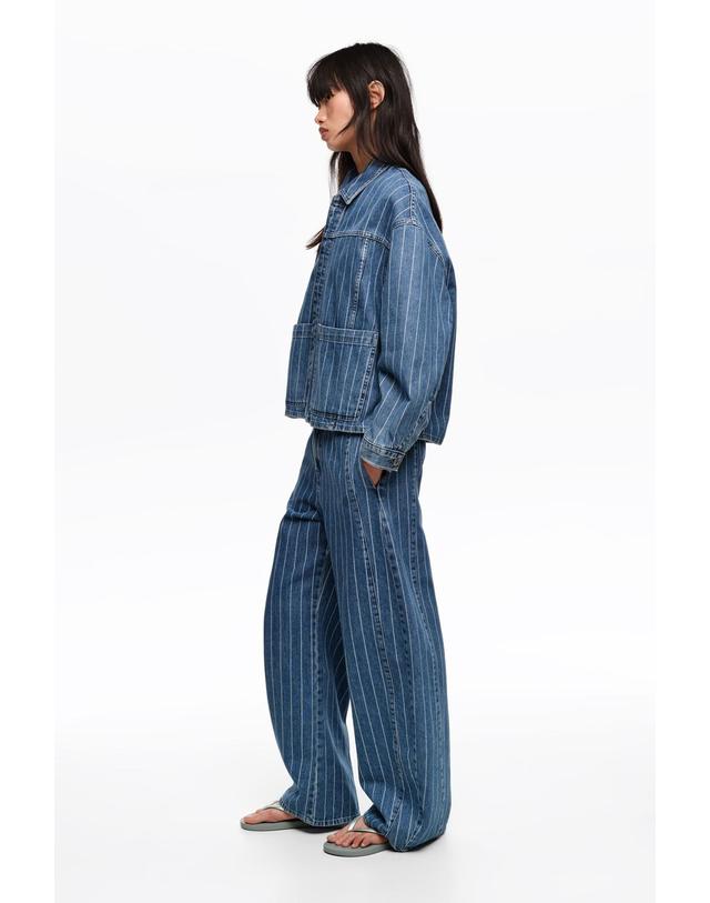 빔바이롤라 빔바이롤라 스트라이프 배럴핏 데님 청바지 261BR6121.10403 DENIM BLUE 블루 착용컷