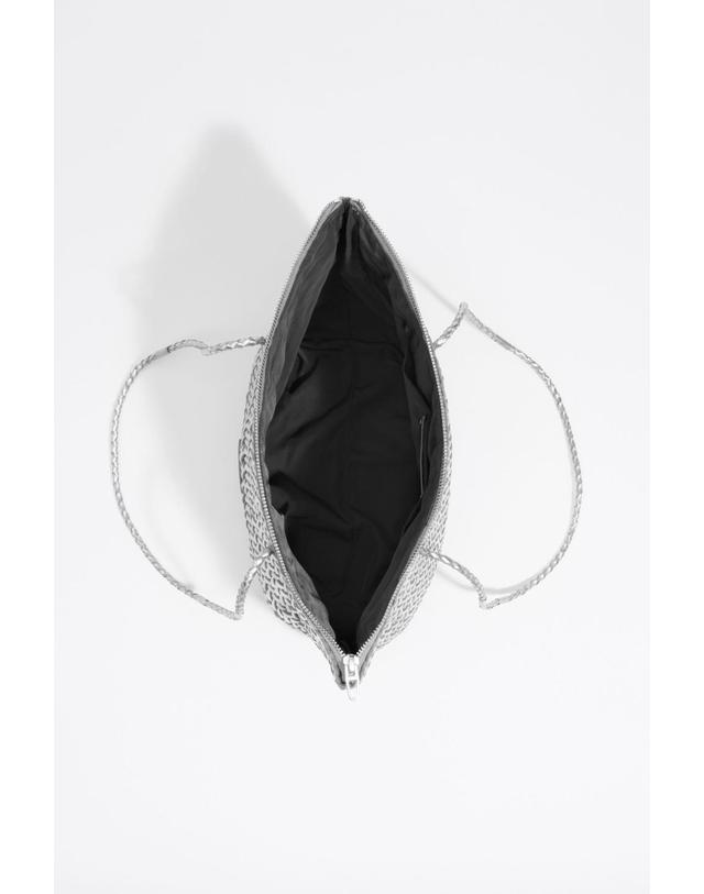 빔바이롤라 빔바이롤라 브레이드 레더 미디엄 쇼퍼백 262BBFJ2R.10007 SILVER 실버 착용컷
