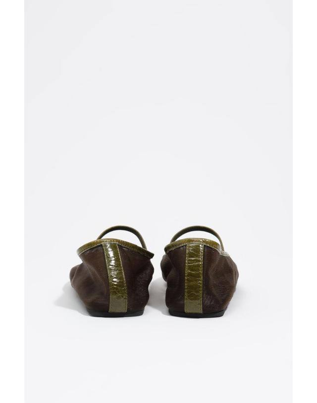 빔바이롤라 빔바이롤라 메쉬 스트랩 발레리나 플랫 262BZ0498.12502 DARK GREEN 그린 착용컷