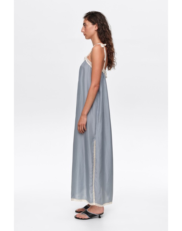 빔바이롤라 빔바이롤라 실크 혼방 레이스 스트랩 롱 원피스 262BR9004.10401 LIGHT BLUE 블루 착용컷