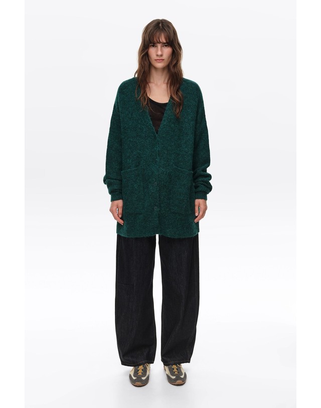 빔바이롤라 빔바이롤라 알파카 혼방 브이넥 루즈핏 롱 가디건 262BR7305.10525 DARK TEAL 그린 착용컷