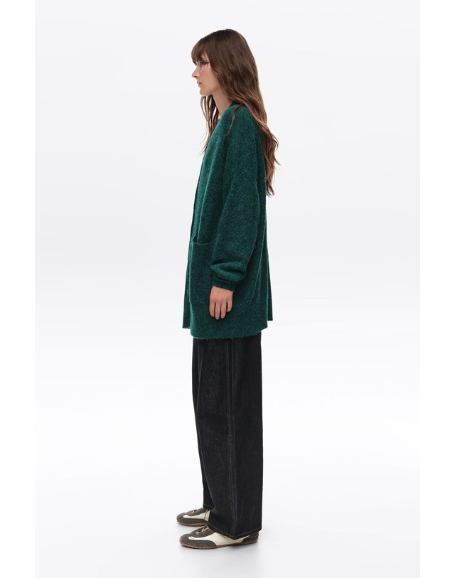 빔바이롤라 빔바이롤라 알파카 혼방 브이넥 루즈핏 롱 가디건 262BR7305.10525 DARK TEAL 그린 착용컷