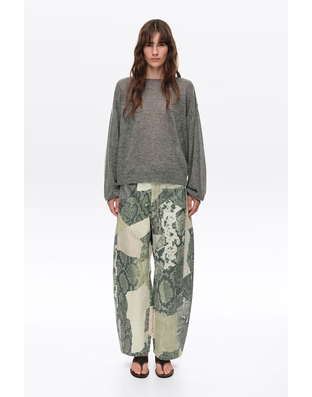 빔바이롤라 빔바이롤라 패치워크 배럴핏 데님 팬츠 262BR6117.11230 SNAKE PATCHWORK GREEN 카키 착용컷