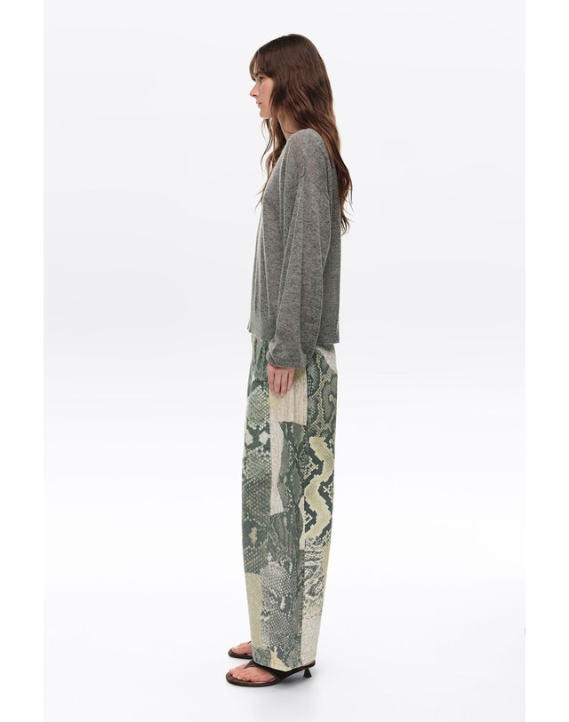 빔바이롤라 빔바이롤라 패치워크 배럴핏 데님 팬츠 262BR6117.11230 SNAKE PATCHWORK GREEN 카키 착용컷