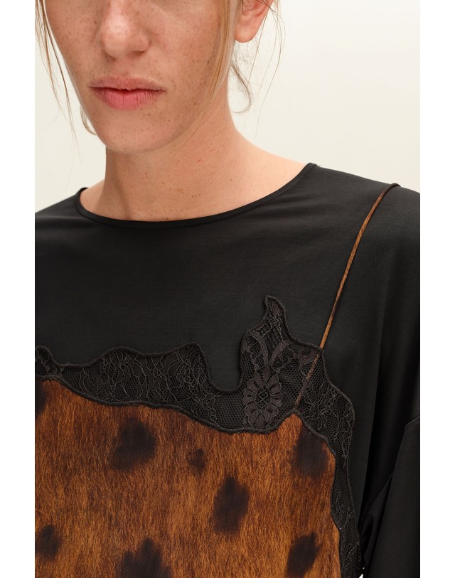 빔바이롤라 빔바이롤라 레이어드 스트랩 미디 원피스 262BR9024.11310 DEER BLACK BROWN 멀티컬러 착용컷
