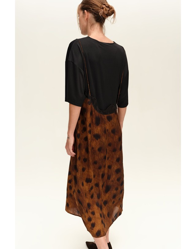 빔바이롤라 빔바이롤라 레이어드 스트랩 미디 원피스 262BR9024.11310 DEER BLACK BROWN 멀티컬러 착용컷