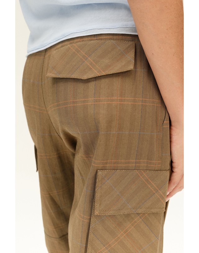 빔바이롤라 빔바이롤라 체크 면 와이드 카고 팬츠 262BR6017.12601 LIGHT BROWN 브라운 착용컷