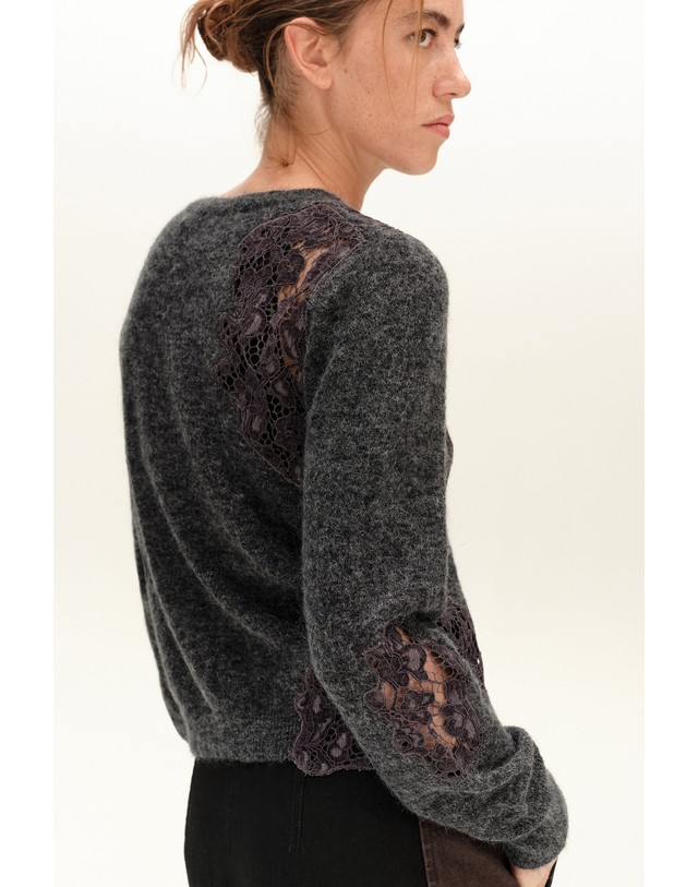 빔바이롤라 빔바이롤라 멜란지 모헤어 레이스 가디건 262BR7318.10016 DARK GREY MELANGE 그레이 착용컷