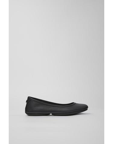 캠퍼 블랙 베이직 레더 발레리나 플랫슈즈 Right K200387-022 BLACK