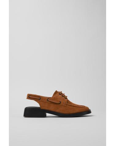 캠퍼 컴포트 브라운 누벅 슬링백 슈즈 Dana K201742-003 BROWN
