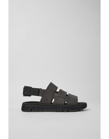 캠퍼 브라운 레더 텍스타일 남성 스트랩 샌들 Oruga K100470-004 BROWN