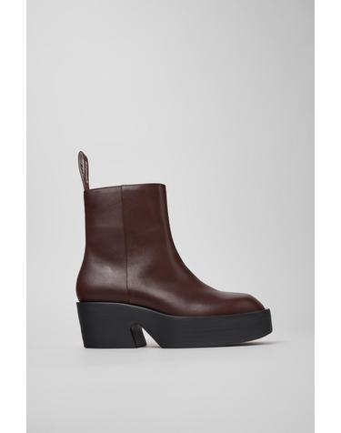 캠퍼 버건디 레더 플랫폼 부츠 Billie K400754-007 BURGUNDY