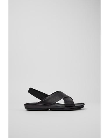 캠퍼 블랙 레더 여성 스트랩 샌들 Right Isla K201926-005 BLACK