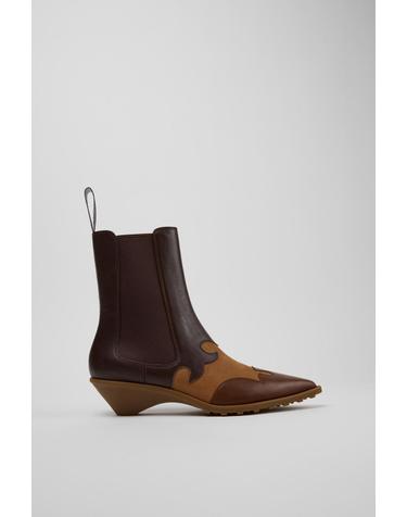 캠퍼 Anita 투톤 포인티드 첼시 부츠 K400840-002 BROWN