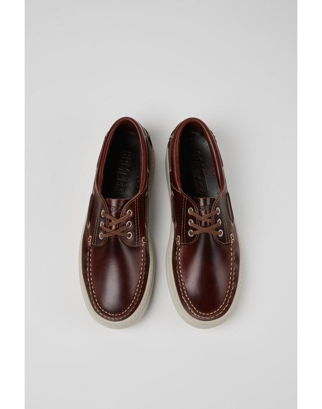 캠퍼 캠퍼 브라운 누벅 남성 보트슈즈 Runner K101073-003 BROWN 착용컷
