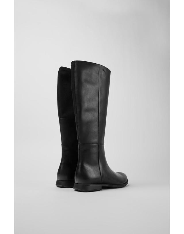캠퍼 캠퍼 클래식 블랙 레더 여성 롱부츠 Mil K400451-001 BLACK 착용컷