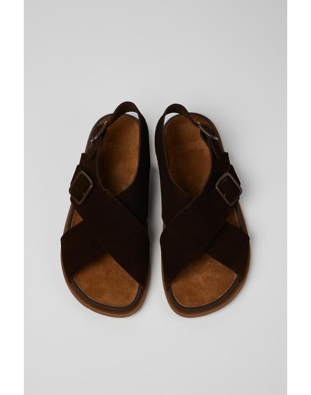 캠퍼 캠퍼 스웨이드 남성 스트랩 샌들 브라운 K101093-001 BROWN 착용컷