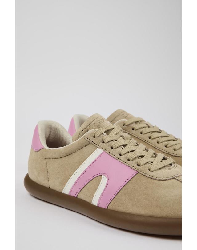 캠퍼 캠퍼 베이지 핑크 레더 스니커즈 Pelotas Soller K201608-003 BEIGE 멀티컬러 착용컷