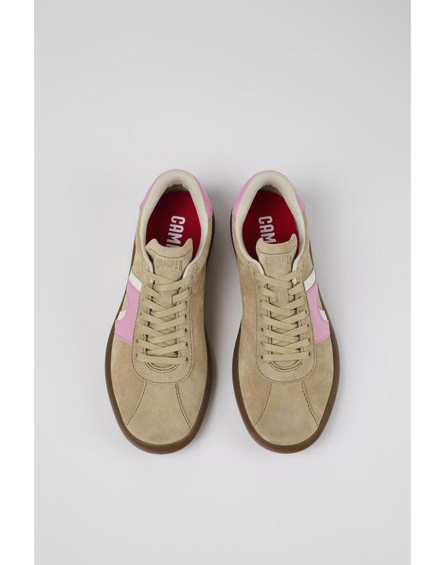캠퍼 캠퍼 베이지 핑크 레더 스니커즈 Pelotas Soller K201608-003 BEIGE 멀티컬러 착용컷