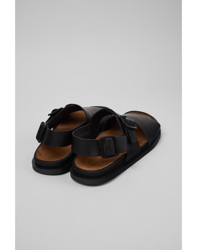 캠퍼 캠퍼 프리미엄 블랙 레더 스트랩 샌들 남성 K101092-001 BLACK 착용컷