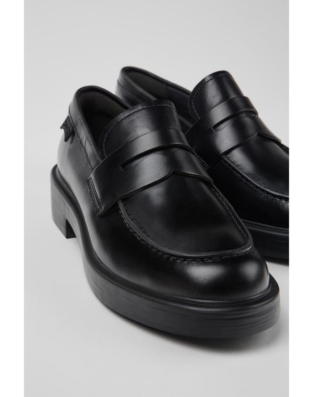 캠퍼 캠퍼 블랙 레더 로우힐 로퍼 Dean K201790-001 BLACK 착용컷