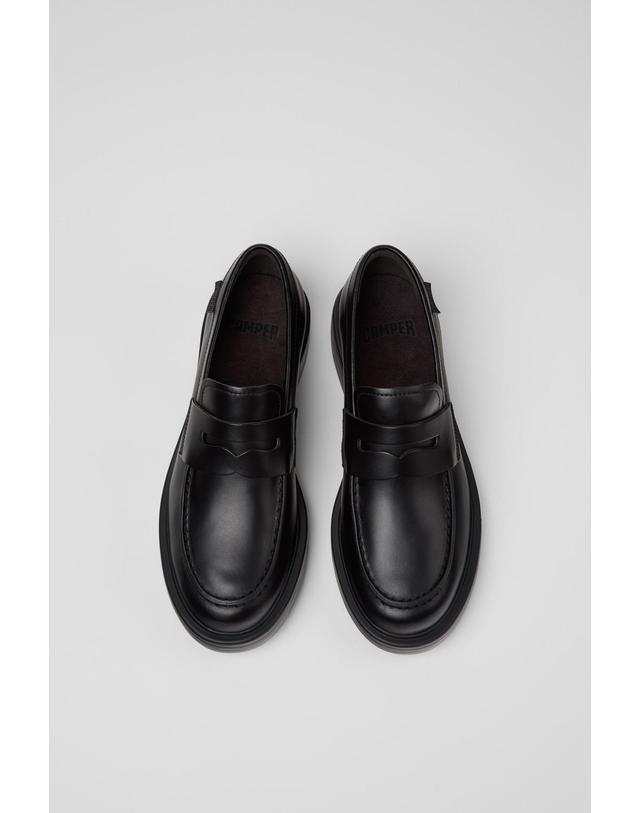 캠퍼 캠퍼 블랙 레더 로우힐 로퍼 Dean K201790-001 BLACK 착용컷