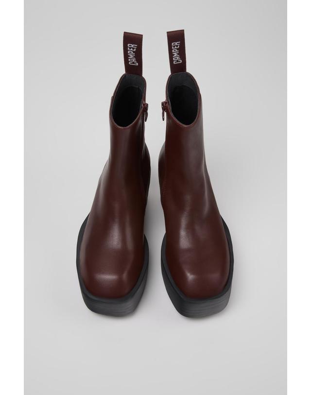 캠퍼 캠퍼 버건디 레더 플랫폼 부츠 Billie K400754-007 BURGUNDY 레드 착용컷