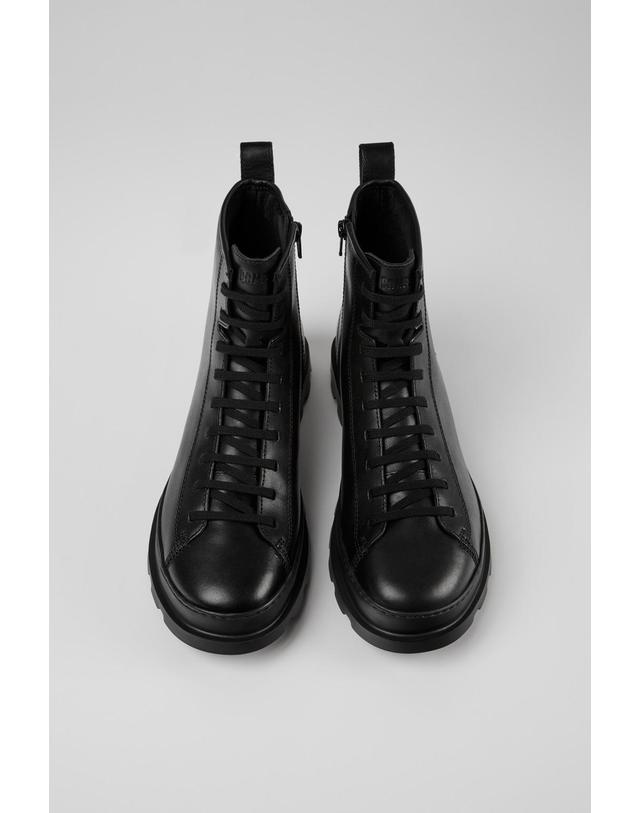 캠퍼 캠퍼 블랙 레더 남성 미들 부츠 Brutus K300245-004 BLACK 착용컷