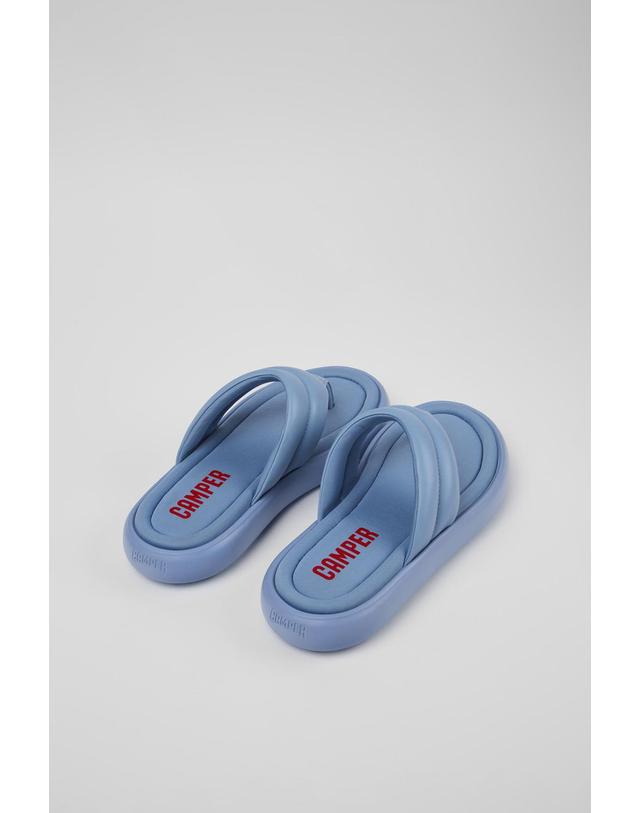 캠퍼 캠퍼 레더 퀼팅 플립플랍 슬리퍼 K100940-002 BLUE 블루 착용컷