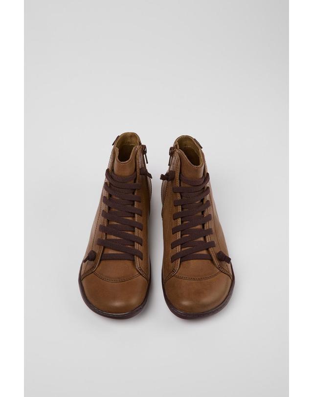 캠퍼 캠퍼 Peu 레더 레이스업 앵클 부츠 K400509-020 BROWN 브라운 착용컷