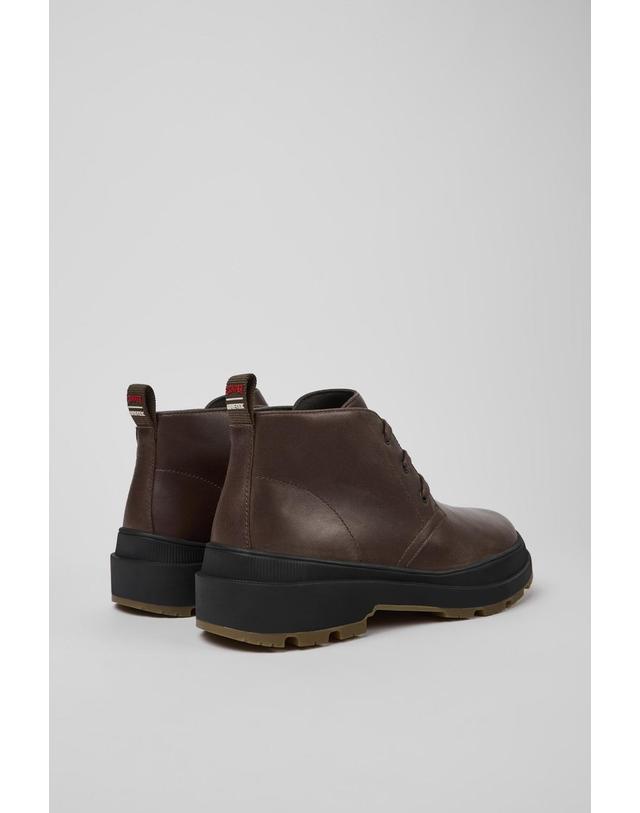 캠퍼 캠퍼 프리미엄 방수 브라운 레더 남성 앵클부츠 K300437-002 BROWN 착용컷