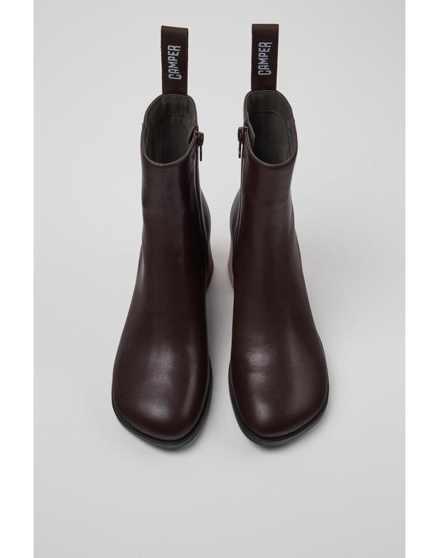 캠퍼 캠퍼 Twins 레더 힐 앵클 부츠 K400798-011 BROWN 초콜릿 착용컷