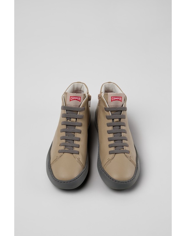 캠퍼 캠퍼 레더 하이탑 스니커즈 K400422-033 BEIGE 베이지 착용컷