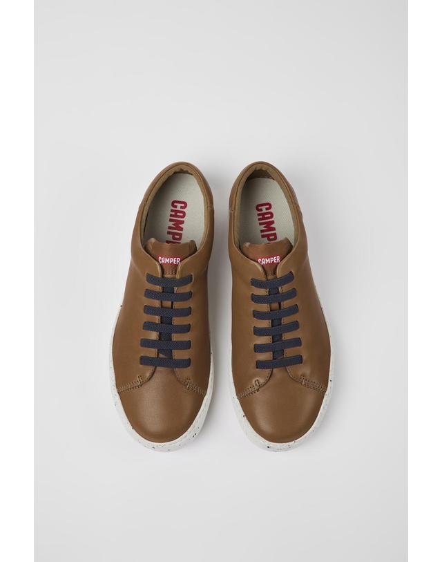 캠퍼 캠퍼 브라운 레더 남성 스니커즈 Peu Touring K100479-038 BROWN 착용컷