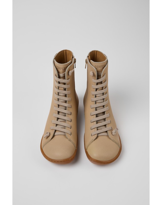 캠퍼 캠퍼 Peu 여성 레이스업 앵클부츠 K400859-002 BEIGE 베이지 착용컷