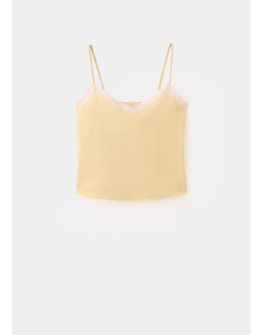망고 레이스 브이넥 순면 캐미솔 탑 27055974_11 AMARILLO PASTEL