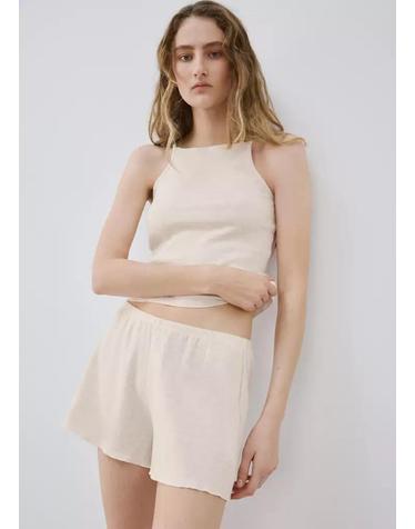 망고 크롭 파인 스트랩 홈웨어 탑 27085971_08 BEIGE
