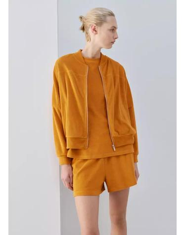 망고 크롭 집업 라운드넥 코튼 가디건 27083328_20 NARANJA