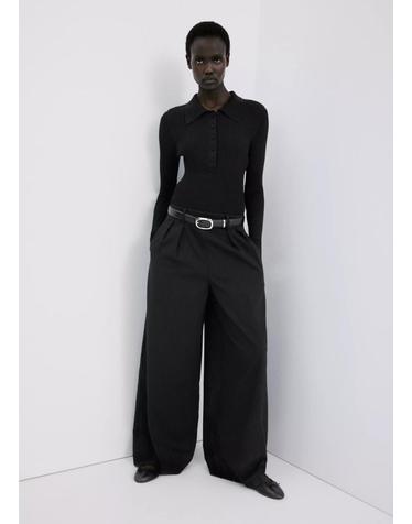 망고 레귤러핏 콤비 롱 점프수트 27034086_99 NEGRO