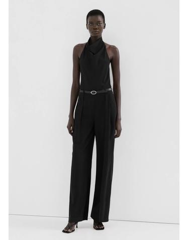 망고 홀터넥 콤비 롱 점프수트 27085831_99 NEGRO