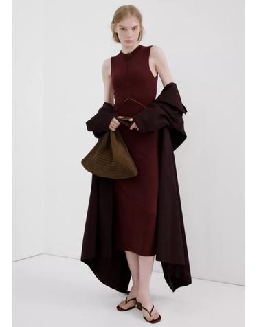 망고 슬림핏 민소매 니트 미디 원피스 27045824_77 VINO