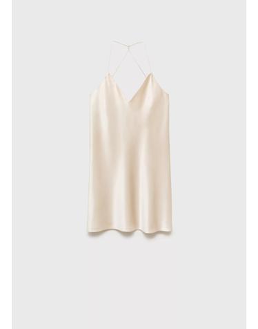 망고 실크 브이넥 스트랩 슬립 원피스 27043329_06 GRIS CLARO/PASTEL