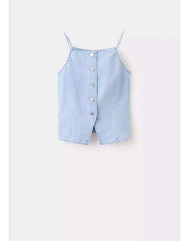 망고 데님 버튼 베스트 37051418_TC AZUL CLARO