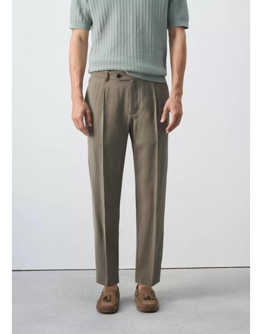 망고 플리츠 레귤러핏 팬츠 37081333_98 GRIS VISON