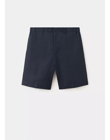 망고 100% 린넨 반바지 37071334_56 AZUL MARINO