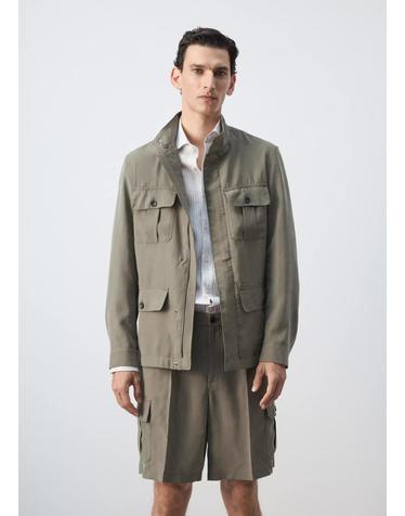 망고 모달 포켓 하이넥 자켓 37041330_98 GRIS VISON