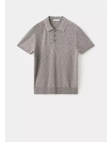 망고 골지 리넨 코튼 반팔 폴로셔츠 37041437_56 AZUL MARINO