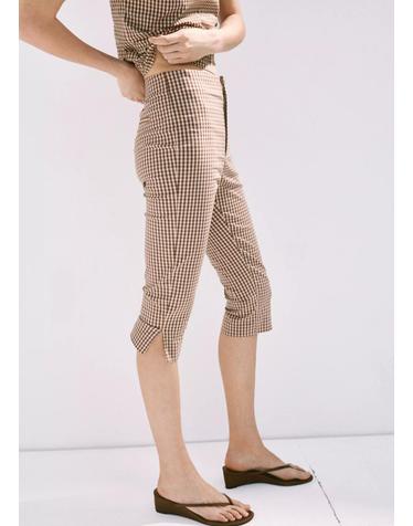 망고 깅엄 체크 카프리 팬츠 37081459_30 MARRON